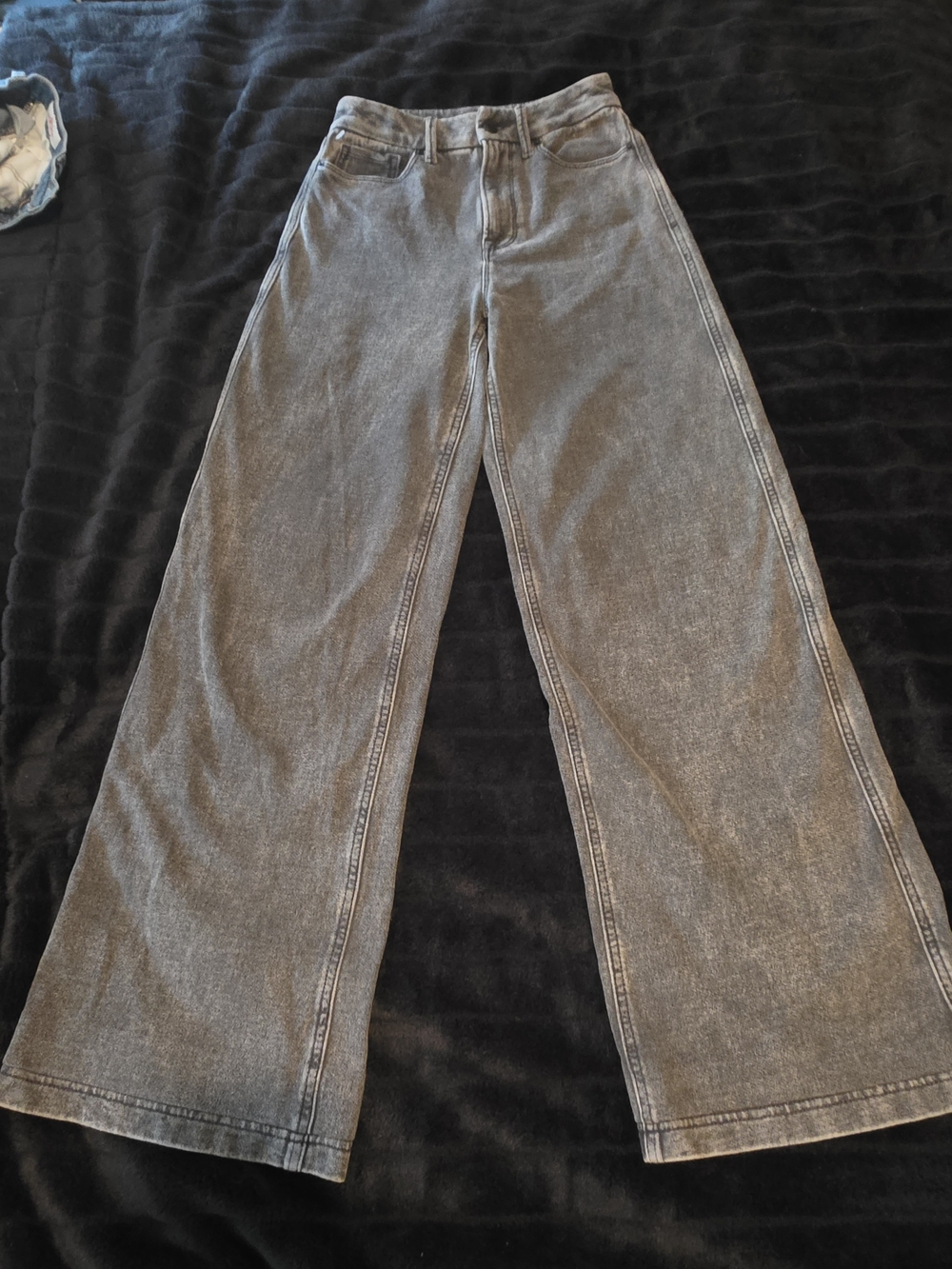 Good American Jeanius High-Rise Wide-Leg Sweatpant Jeans - Washed Grey 0 NWOT
